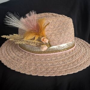 Elegant Pink Nine West Hat with Floral Accents